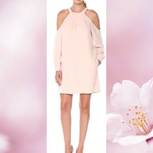 BCBG blush cold shoulder dress